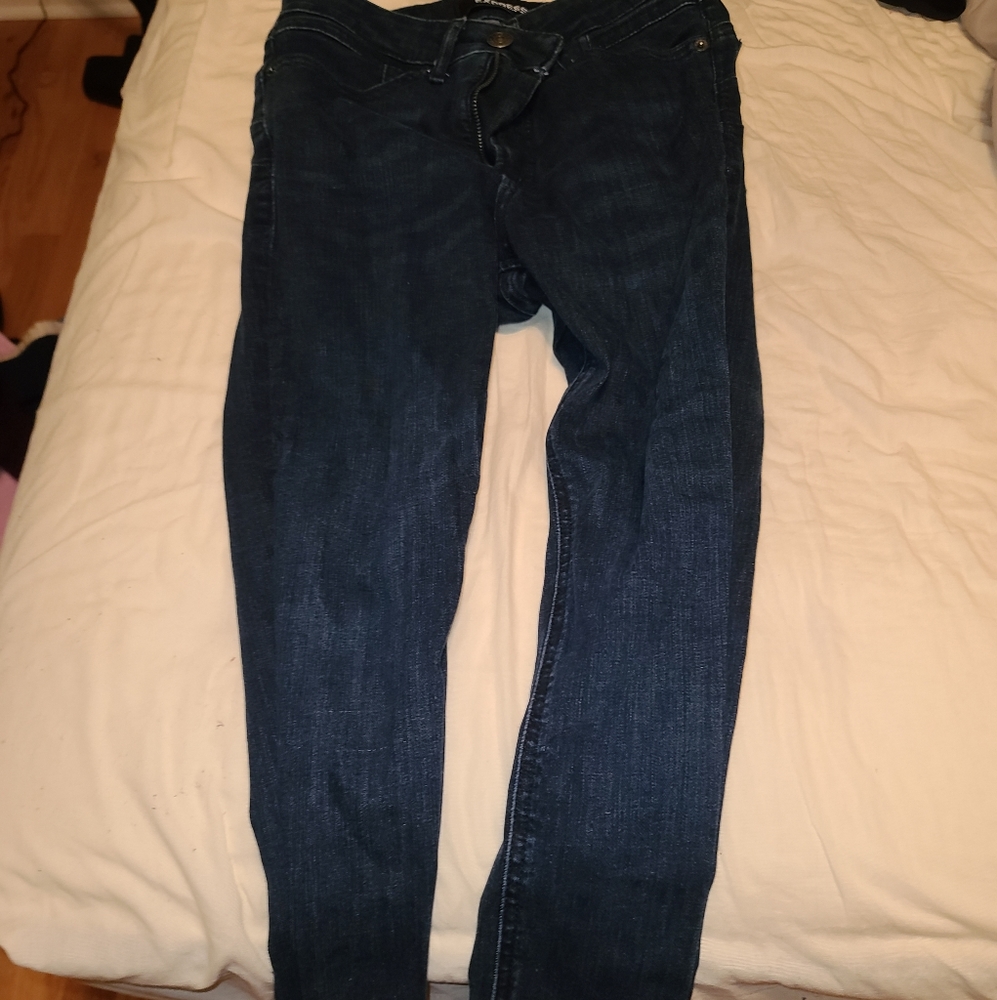 Express Dark Wash High Rise Ankle Jeans